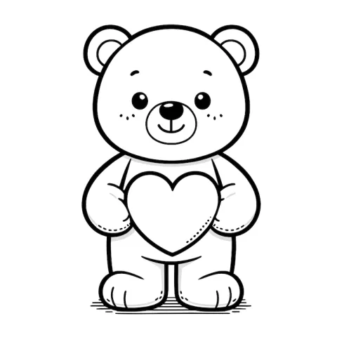 miś z sercem kolorowanka