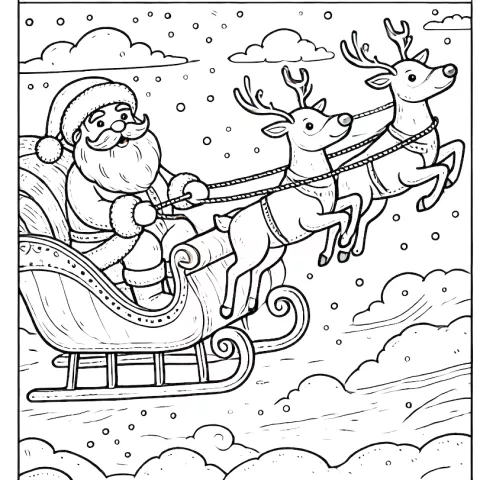 Święty Mikołaj na saniach kolorowanka