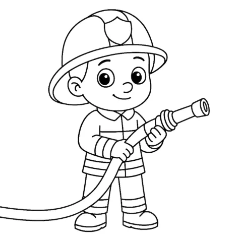 chłopczyk strażak kolorowanka