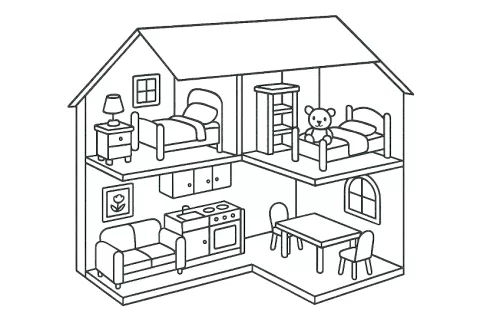 domek dla lalek kolorowanka