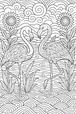 flamingi (kolorowanka dla dorosłych)
