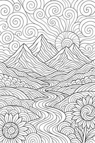 góry kolorowanka dla dorosłych
