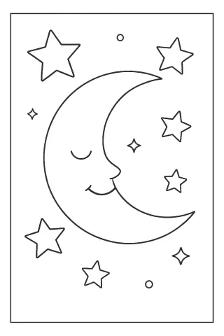 księżyc i gwiazdy kolorowanka