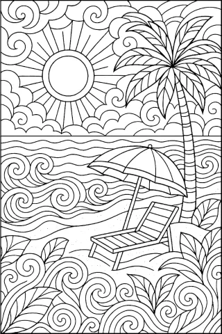 plaża kolorowanka dla dorosłych