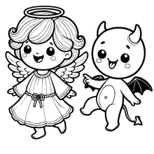 kolorowanka aniołek i diabełek