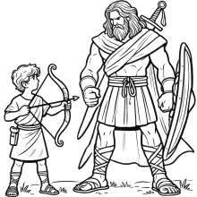 Dawid i Goliat kolorowanka