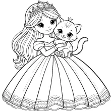 księżniczka z kotkiem kolorowanka